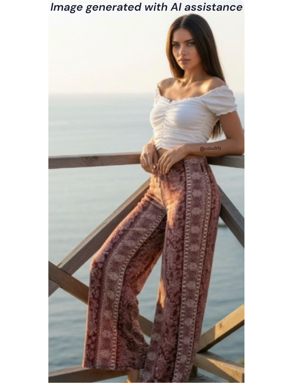 Wilde 1X maroon/cream paisley printed stripe led wide leg pant